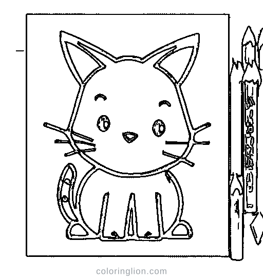 A simple cat outline with a few big numbered sections Coloring Page