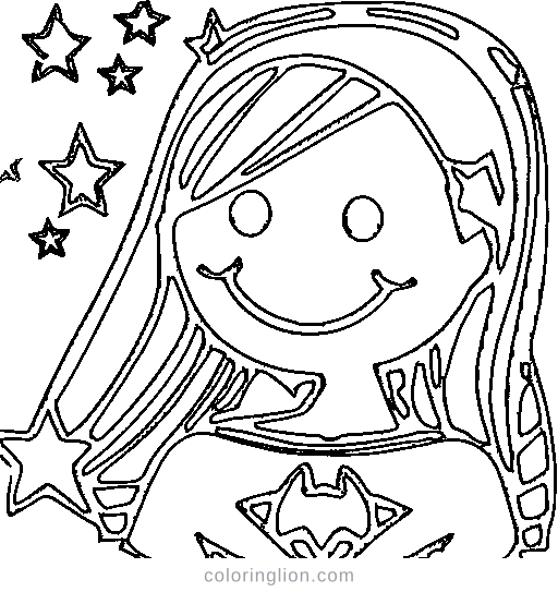 A superhero girl with a star emblem Coloring Page