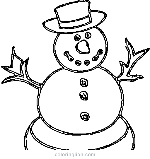 A snowman in winter Coloring Page