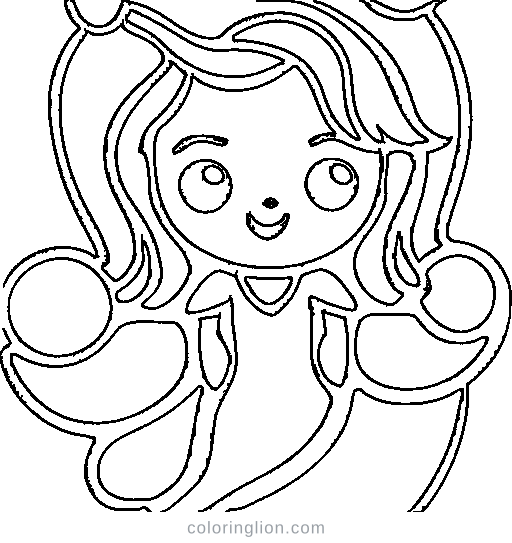 Little mermaid with long hair Coloring Page