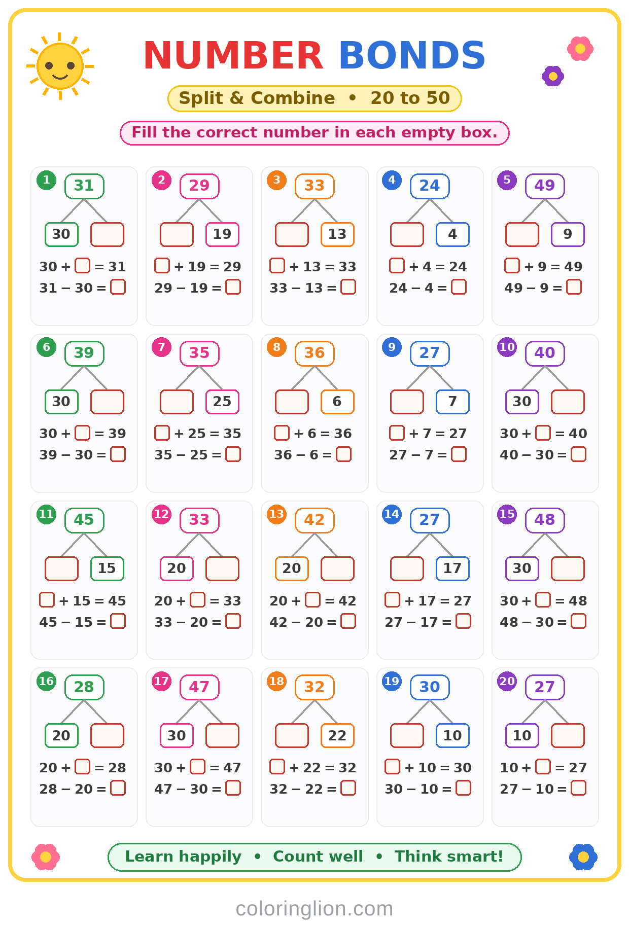 Number Bonds 25