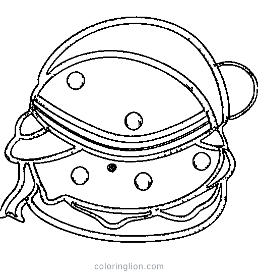 A smiling hamburger Coloring Page