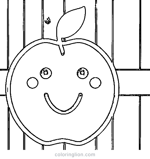 A smiling apple Coloring Page