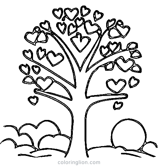 A round oak tree Coloring Page