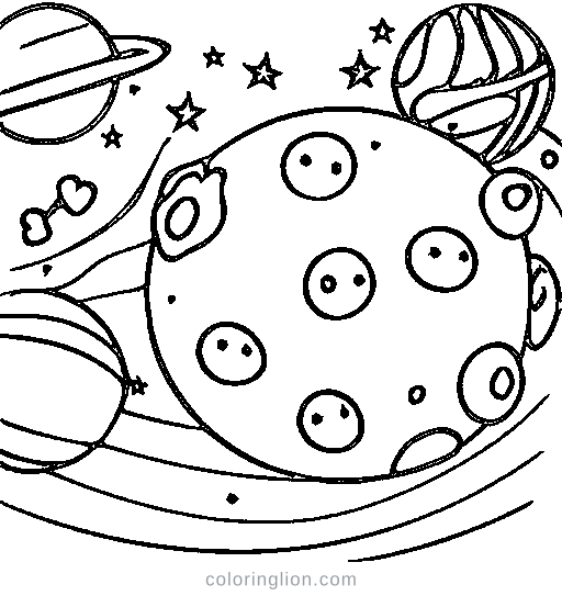 A row of planets Coloring Page