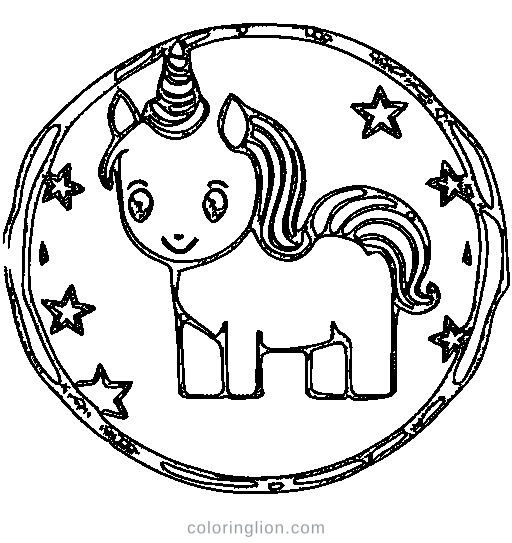 A unicorn with a rainbow horn Coloring Page