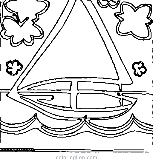 Little sailboat with a smile Coloring Page