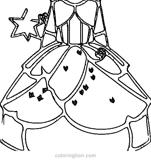 Little princess in a puffy gown with a crown Coloring Page