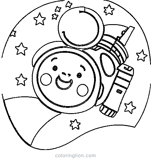 Astronaut with a flag Coloring Page