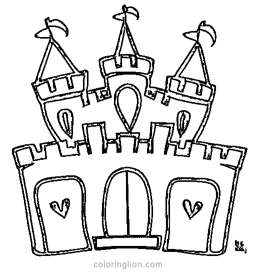 A castle with a heart gate Coloring Page