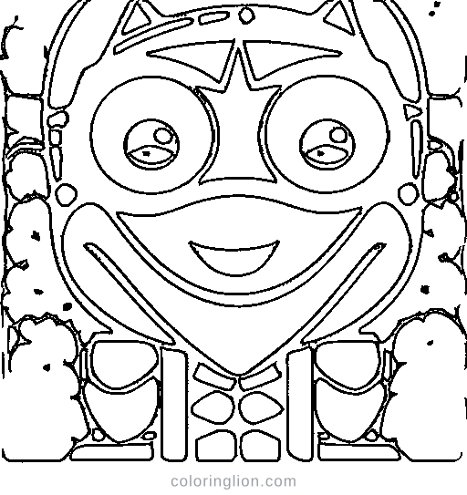 A superhero kid with a mask Coloring Page