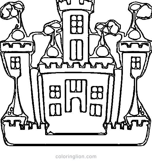 A fairytale castle with round towers Coloring Page