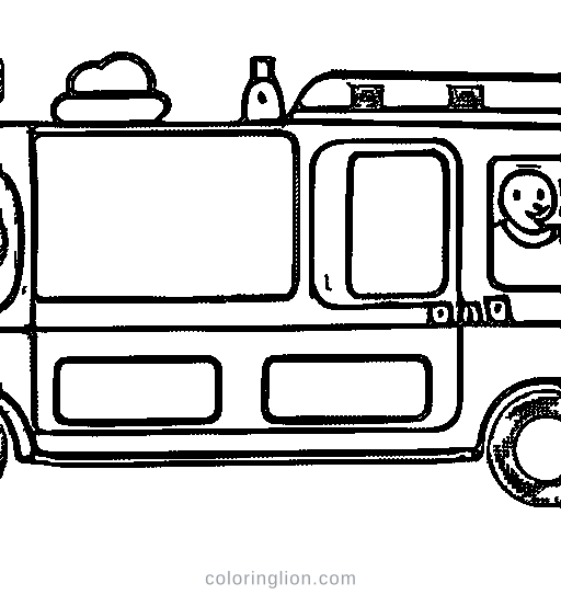 A fire truck with a ladder Coloring Page