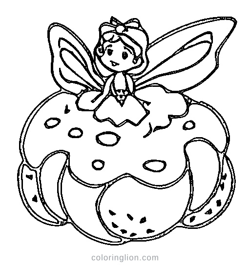 A fairy sitting on a mushroom Coloring Page