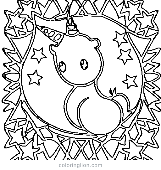 Unicorn with stars Coloring Page