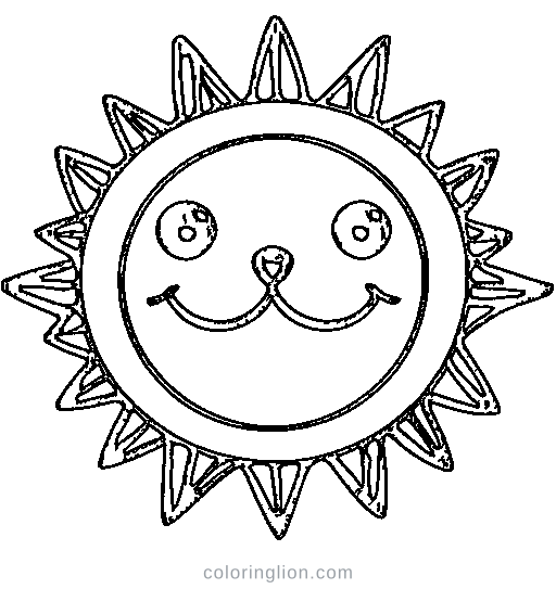 A smiling sun Coloring Page