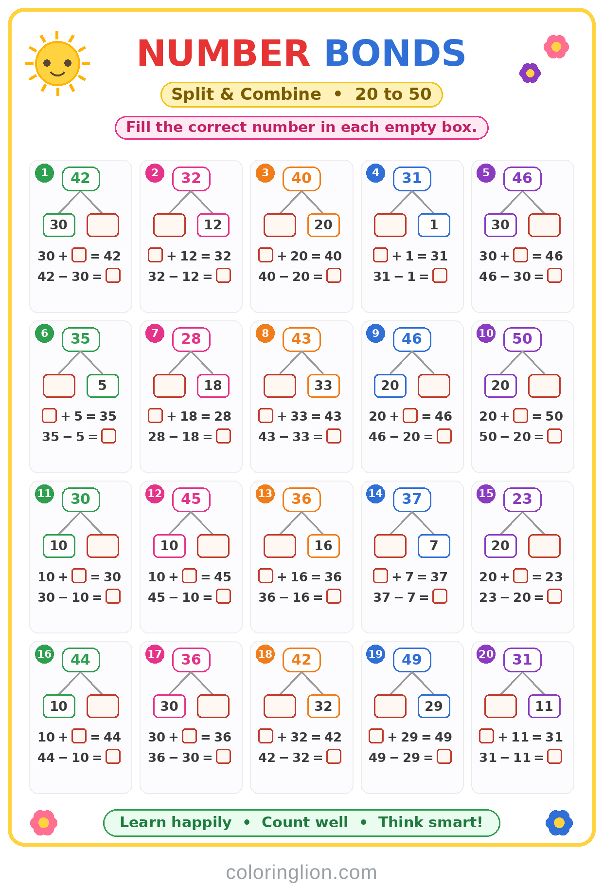 Number Bonds 29