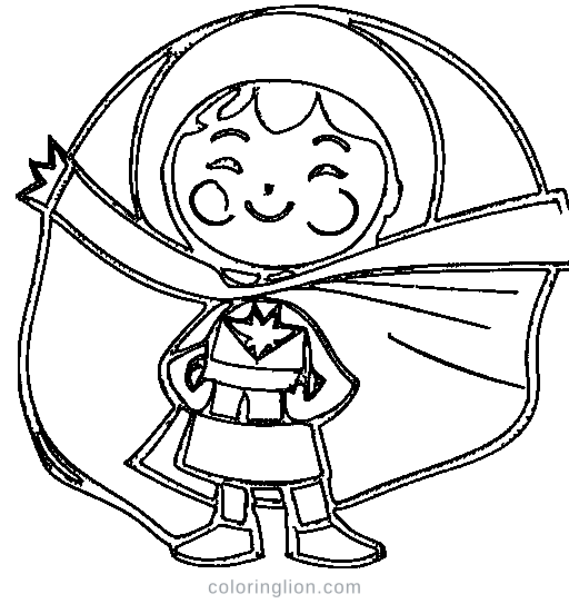 Superhero with a cape flying Coloring Page