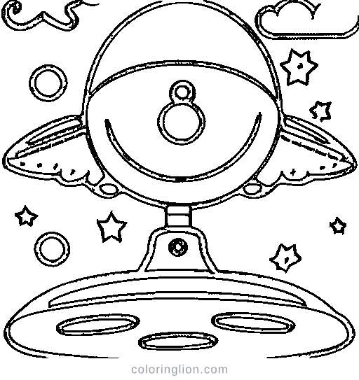 A flying saucer rocket Coloring Page