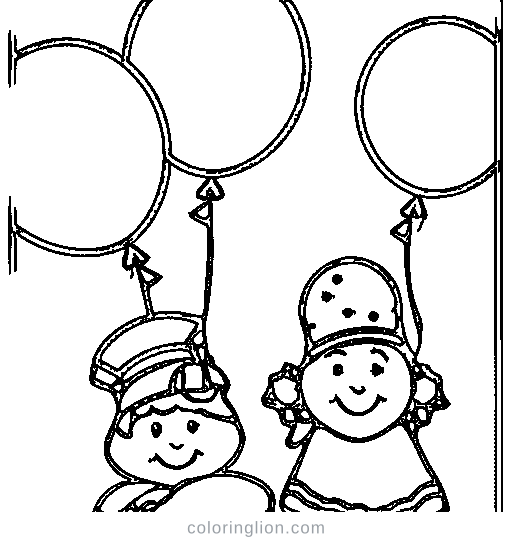 Party hats and balloons Coloring Page