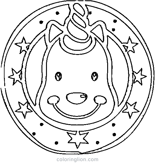 Unicorn with stars Coloring Page