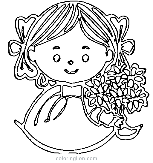 A princess holding flowers Coloring Page