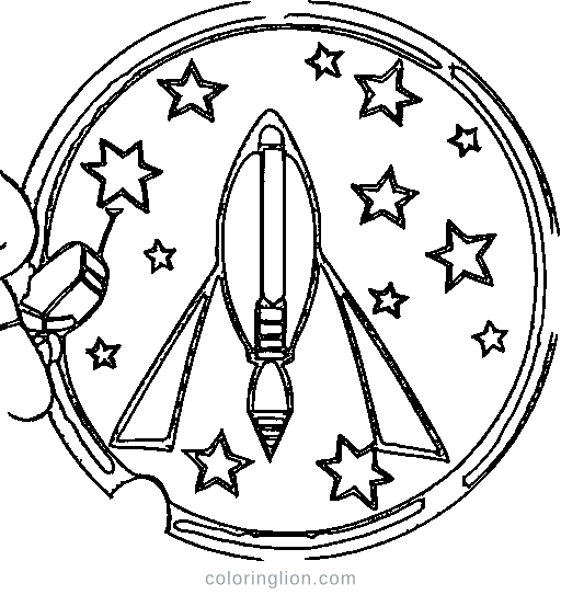 A rocket with an astronaut window Coloring Page