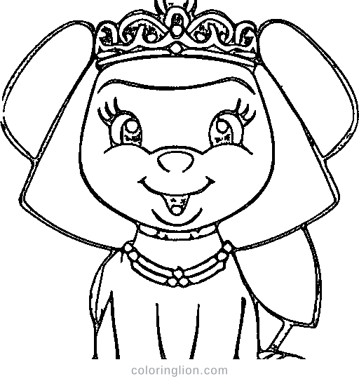 A princess with a tiara and a pony Coloring Page