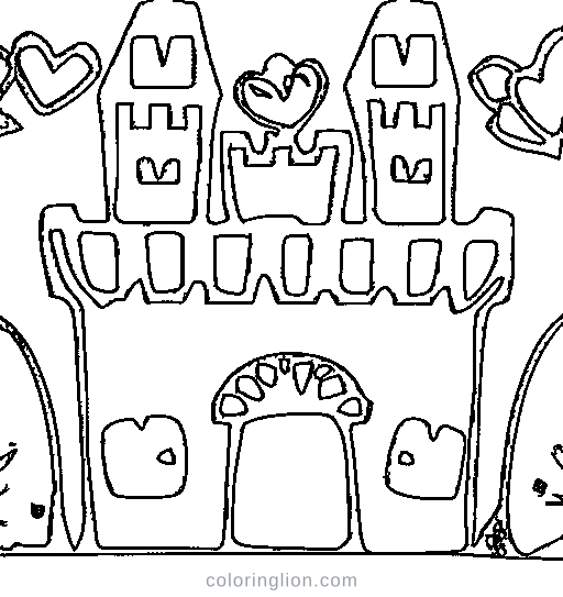 A castle with a heart gate Coloring Page
