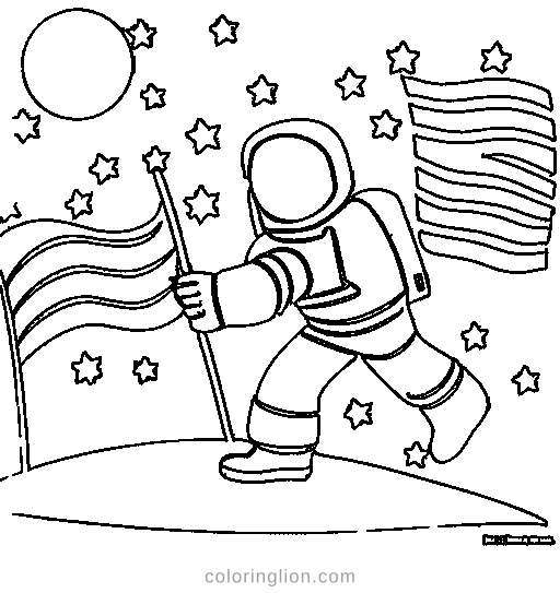 Moon Flag Coloring Page