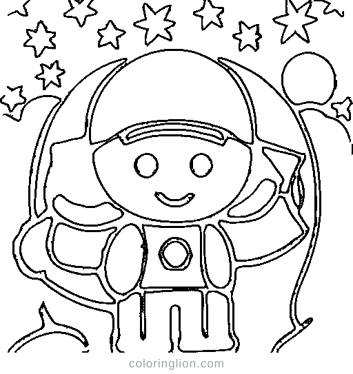 Astronaut floating Coloring Page