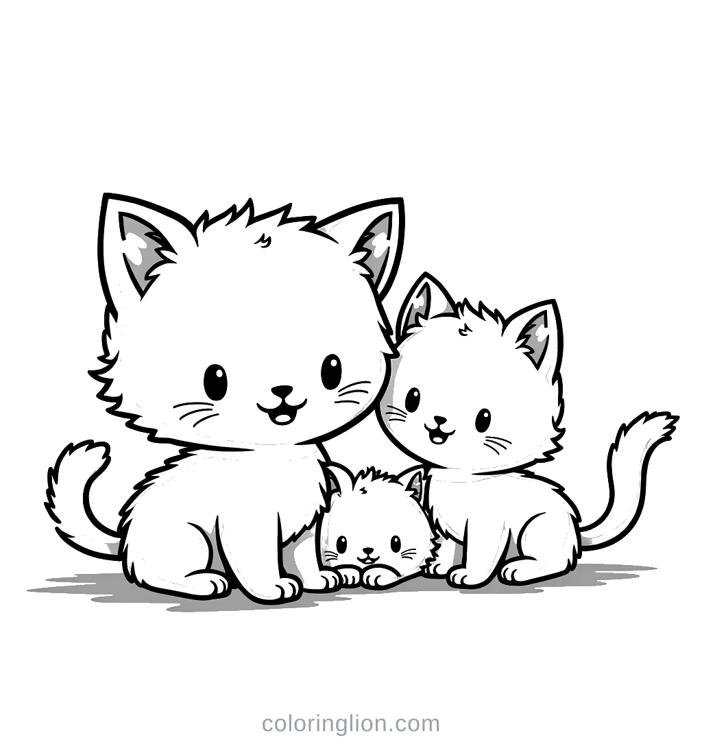 Litter Kittens Coloring Page