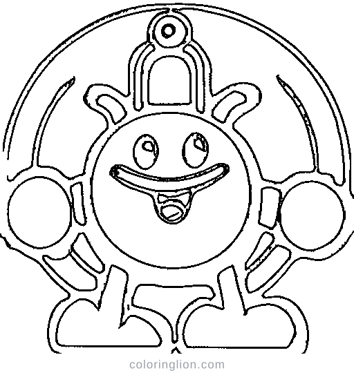 A round robot with wheels Coloring Page