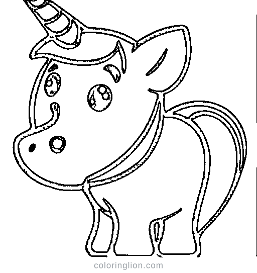 Baby unicorn with a flowing mane Coloring Page