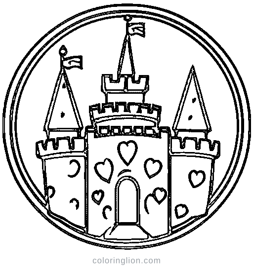 A fairytale castle with round towers Coloring Page