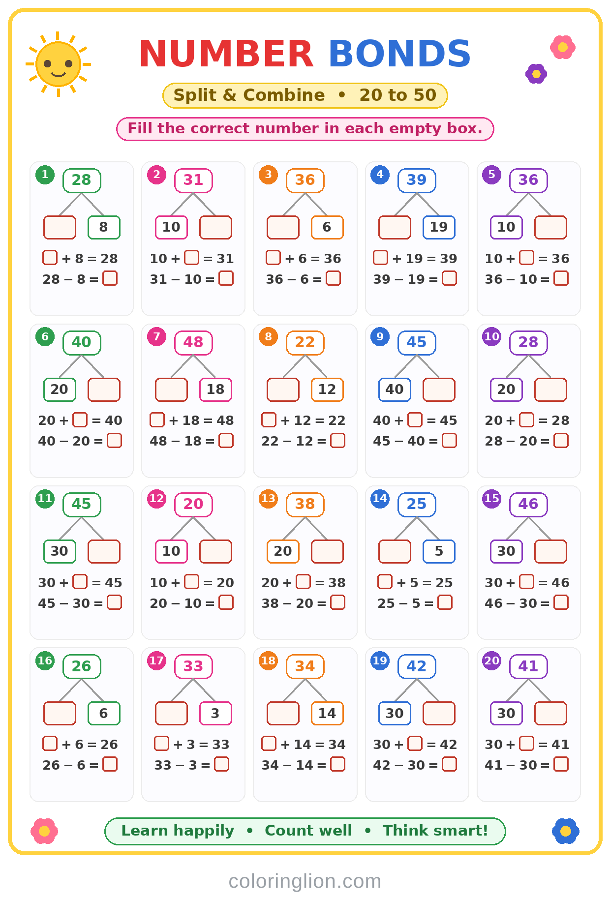Number Bonds 20