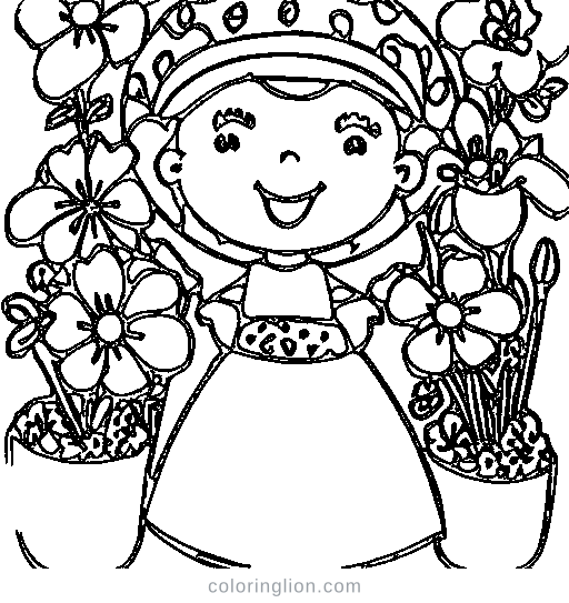 A princess holding flowers Coloring Page