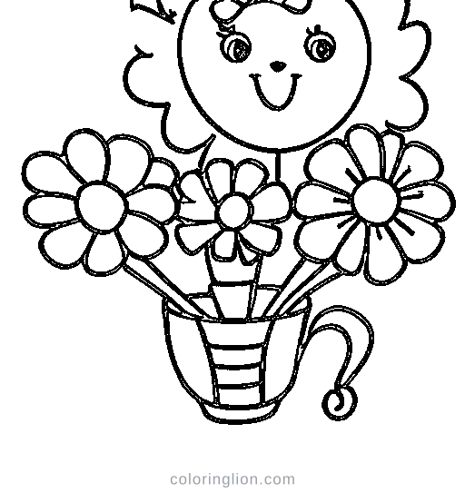 A bouquet in a vase Coloring Page
