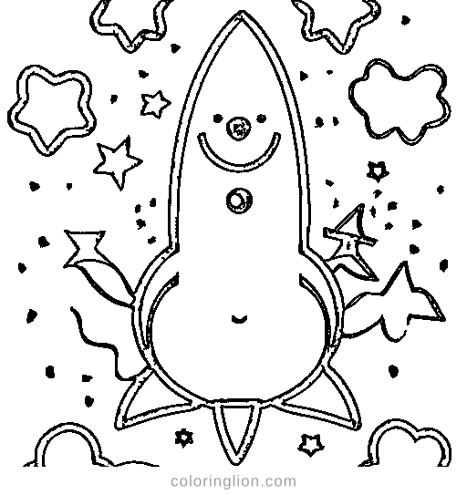 A rocket with a smile Coloring Page