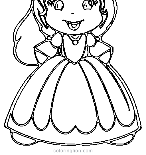 Little princess in a puffy gown with a crown Coloring Page