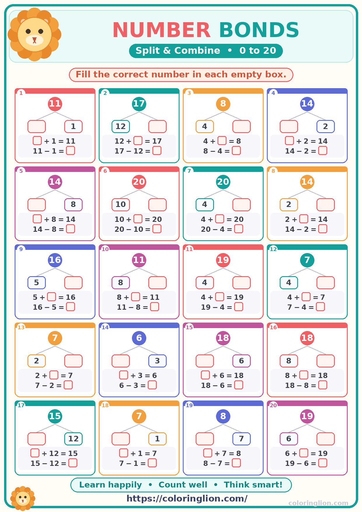 Number Bonds to 20 13