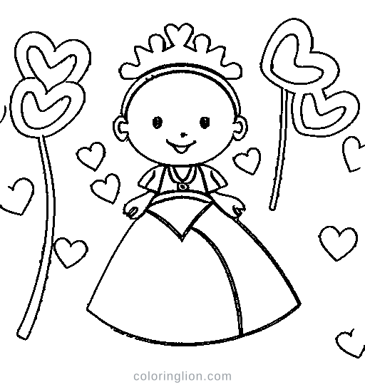 A princess with a magic wand Coloring Page