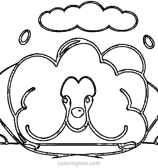 A cloud with raindrops Coloring Page