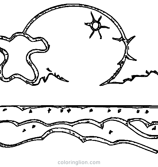 A beach sun in summer Coloring Page