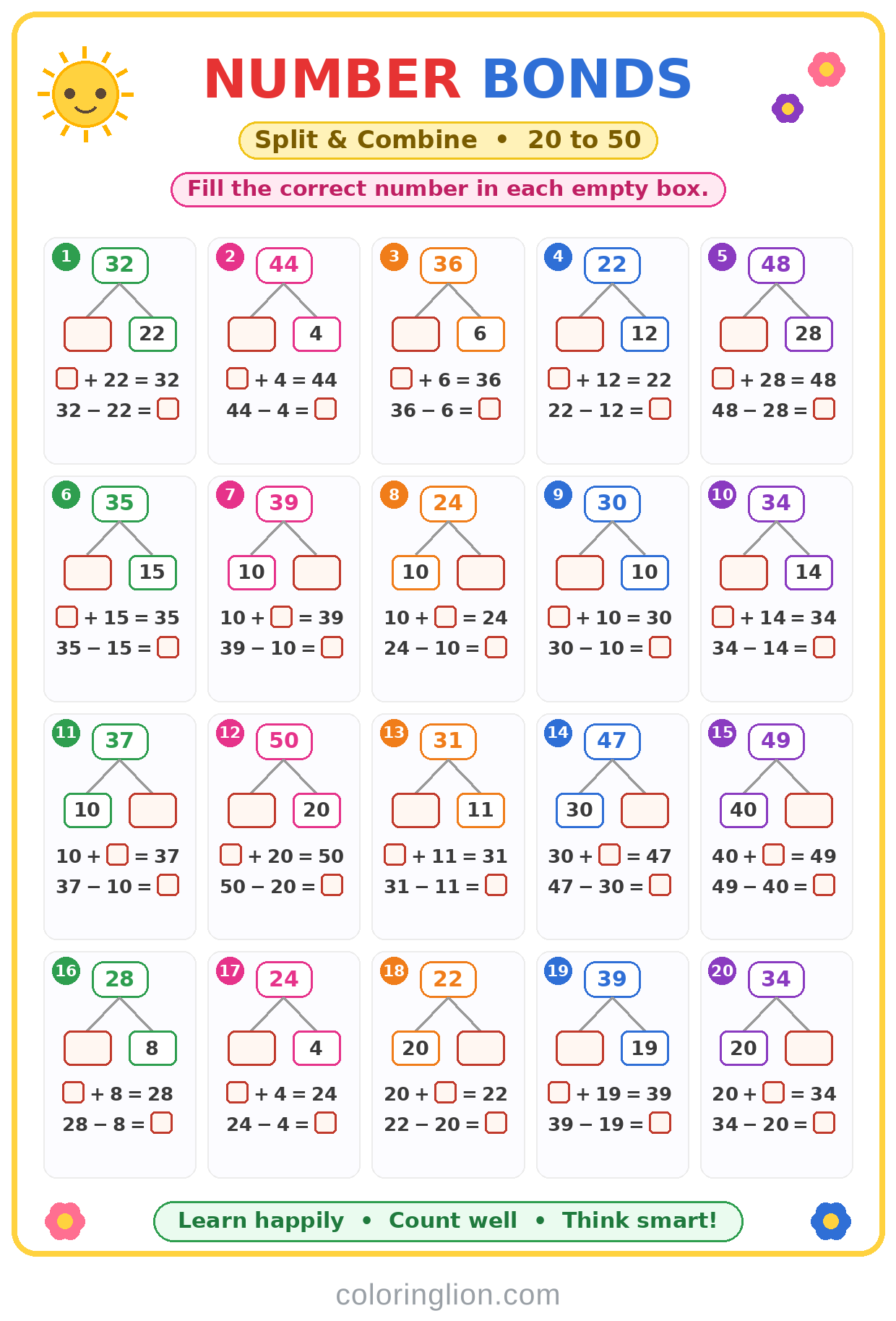 Number Bonds 19