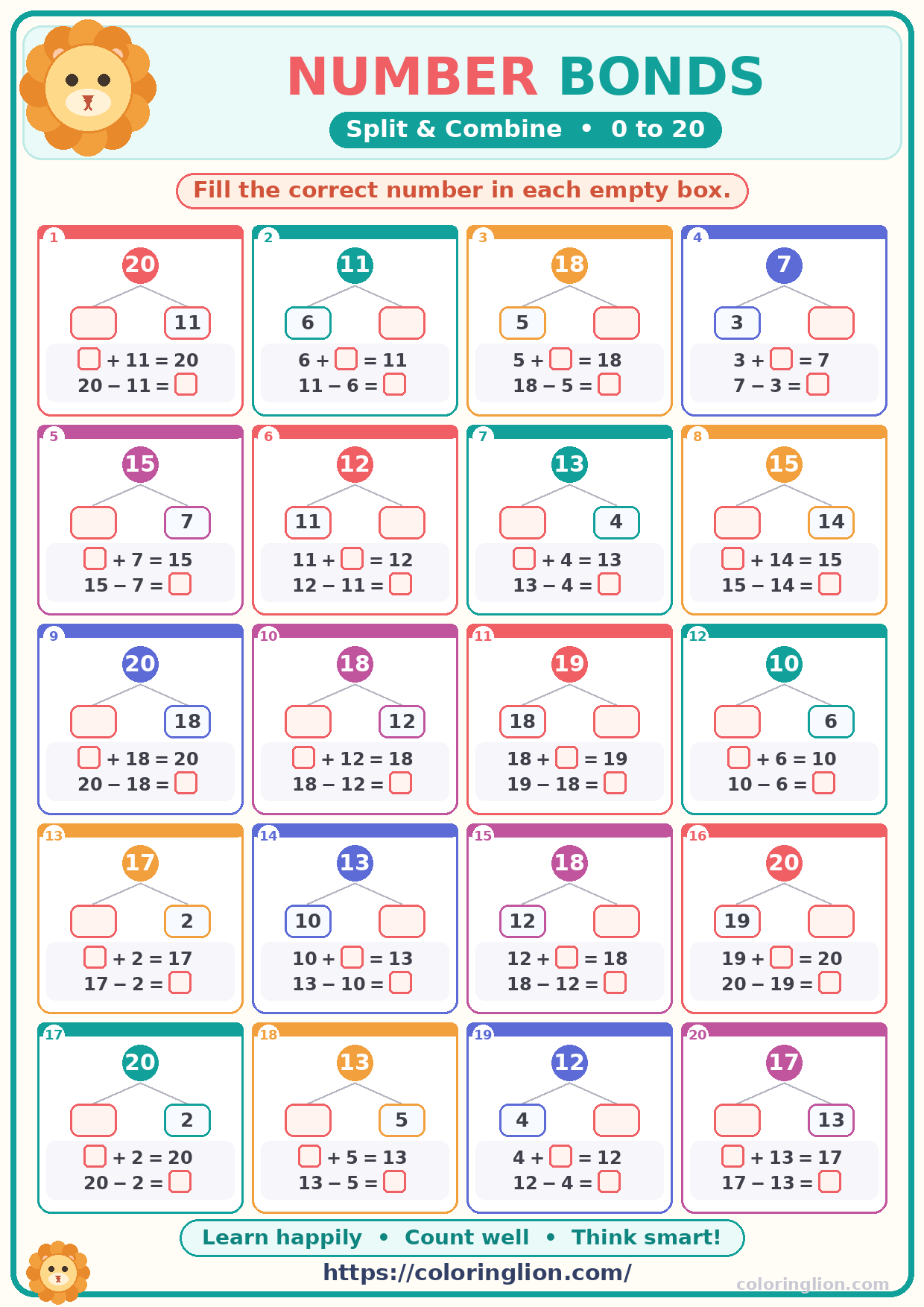 Number Bonds to 20 27