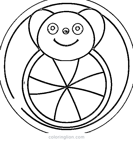 A round robot with wheels Coloring Page