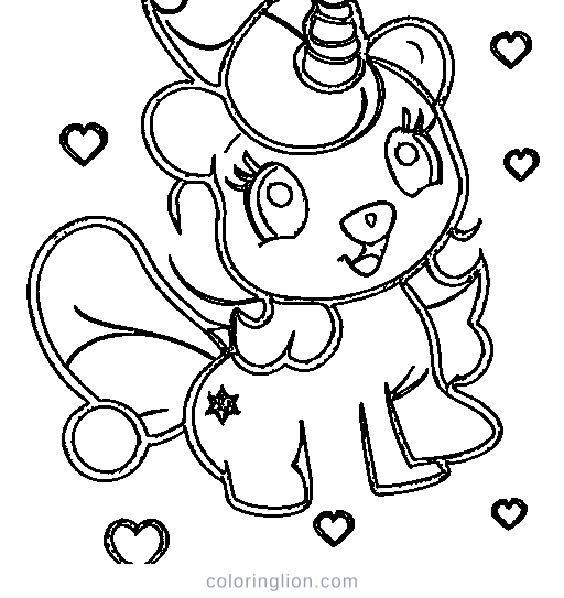 A unicorn with a rainbow horn Coloring Page