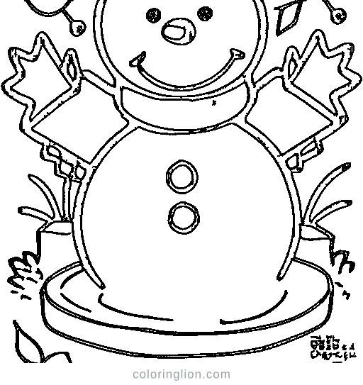 A happy snowman Coloring Page