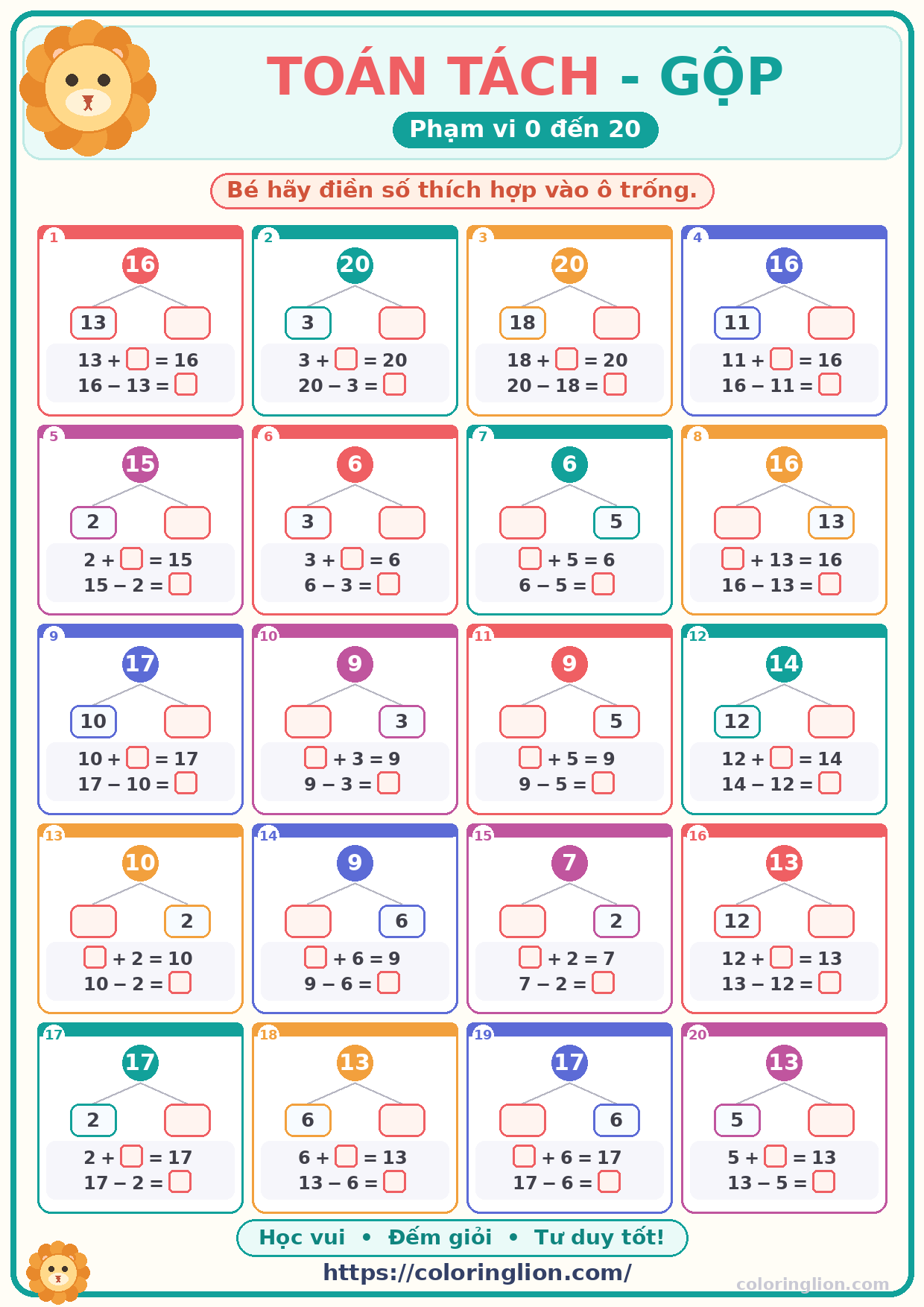 Tách – Gộp số (0–20) 16